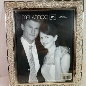 Melannco 8x10 Wedding Picture Ornate Jeweled Hearts Silver Photo Picture Frame